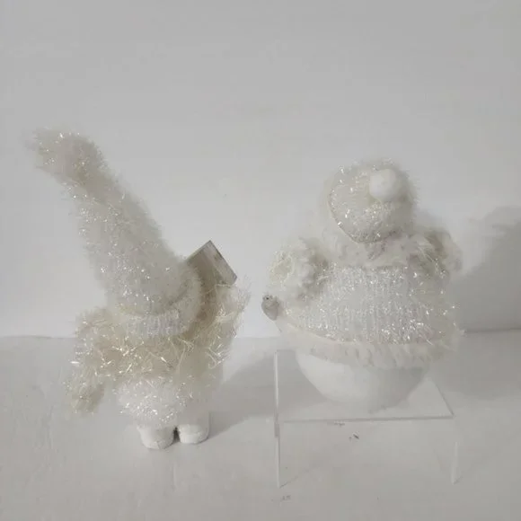 Glittery White Snowman Bundle Of 2 White Glittery Snowman Christmas Décor - Picture 3 of 4